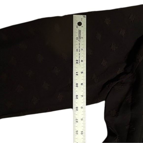 UMGEE Black Swiss Dot Mini Dress sz M Ruffles Balloon Sleeve Smocked Yoke #C3421 - Picture 7 of 10